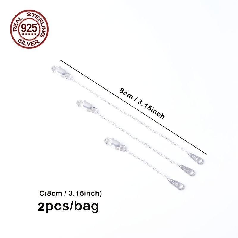 2pcs S925 Sterling Silver Extender Chains for Jewellery Making